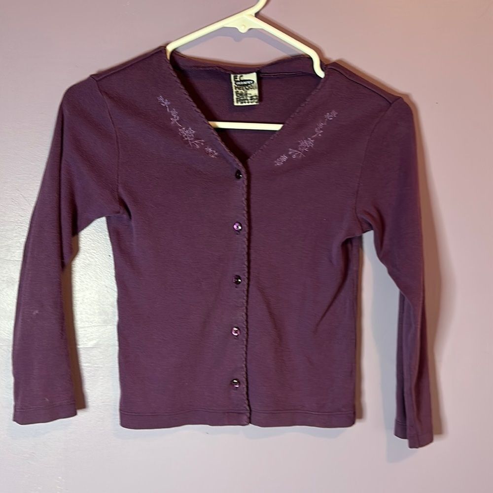 Old Navy Girls Purple Button-Up Cardigan Sweater Size Large L Long Sleeve